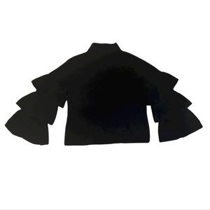 Black Turtle Neck Ruffle Bell Sleeve Sweater